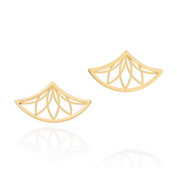 Brinco Formato Flor De Lotus Vazado.Med. 2,2 Cm X 5,2 Cm.(Joia Licenciada Coleção Giovanna Antonelli) Rommanel