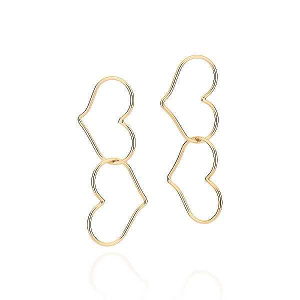 Maxi Brinco Composto Por 4 Corações Pêndulos Entrelaçados (Par).Med. 6,1 Cm X 2,0 Cm Rommanel