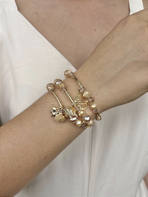 Pulseira Nude Três Voltas