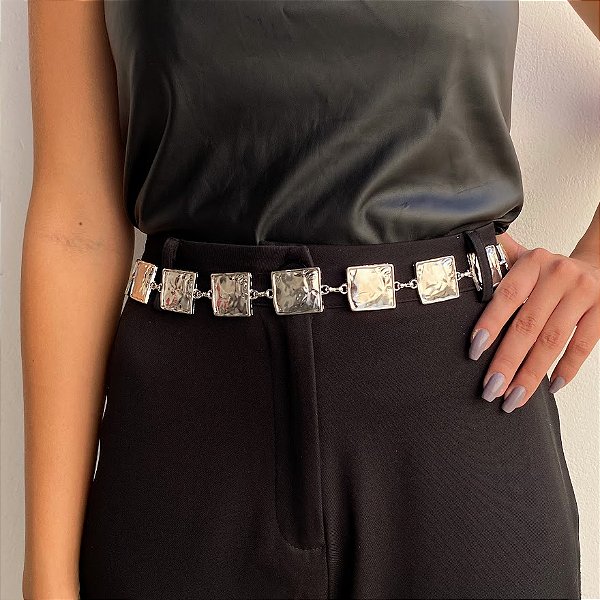 Cinto Geométrico na Cor Prata