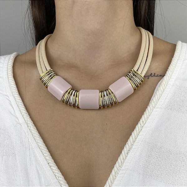Colar Duo Nude e Rosa