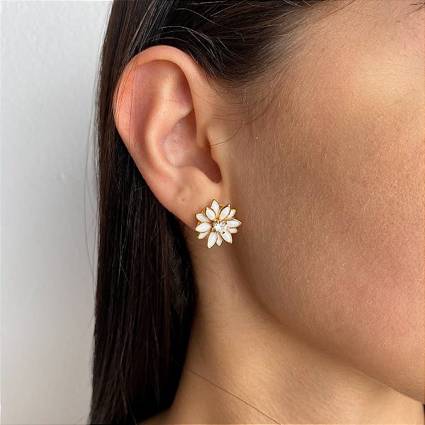 Brinco Flower com Zircônia