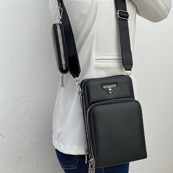 Bolsa Preta Pequena com Carteira