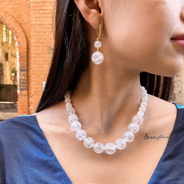 Colar Elegante em Cristal Bombardeado