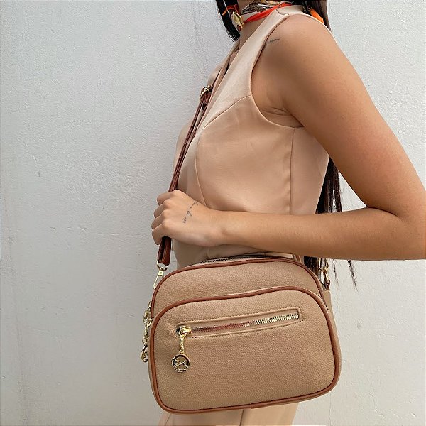 Bolsa Pequena Clássica Marrom e Nude