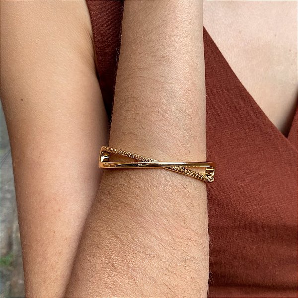 Bracelete Cromado Trançado