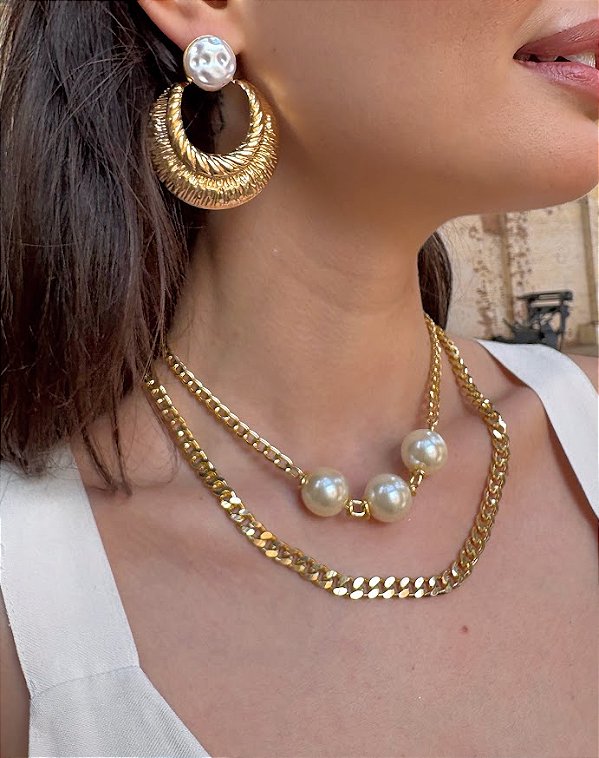 Colar Duas Voltas com Pérolas