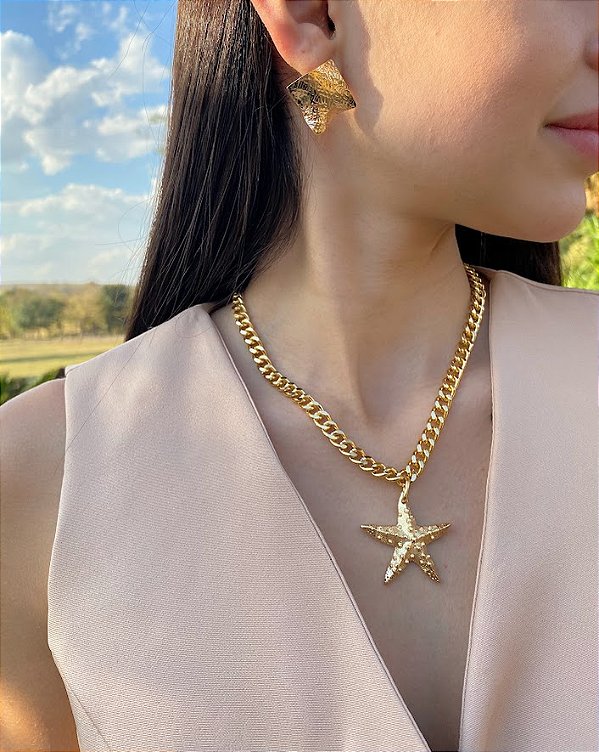 Colar Banhado com Pingente Estrela