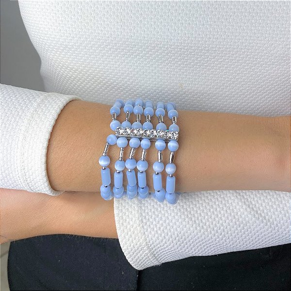 Maxi Pulseira Azul em Olho de Gato