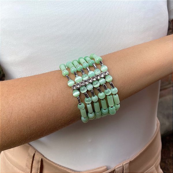 Maxi Pulseira Verde com Olho de Gato