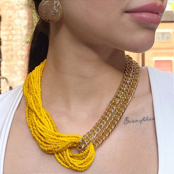 Maxi Torside Amarelo com Correntes