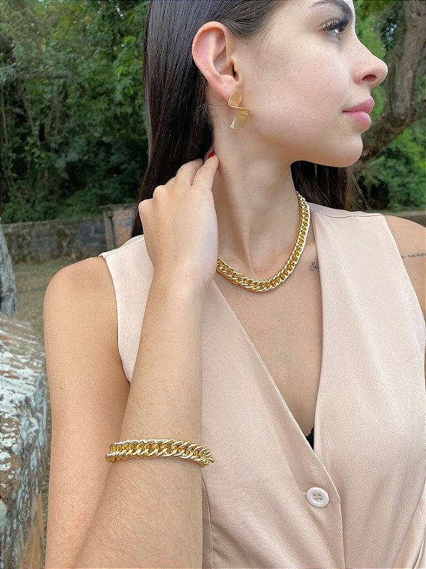 Conjunto Colar e Pulseira Banhados