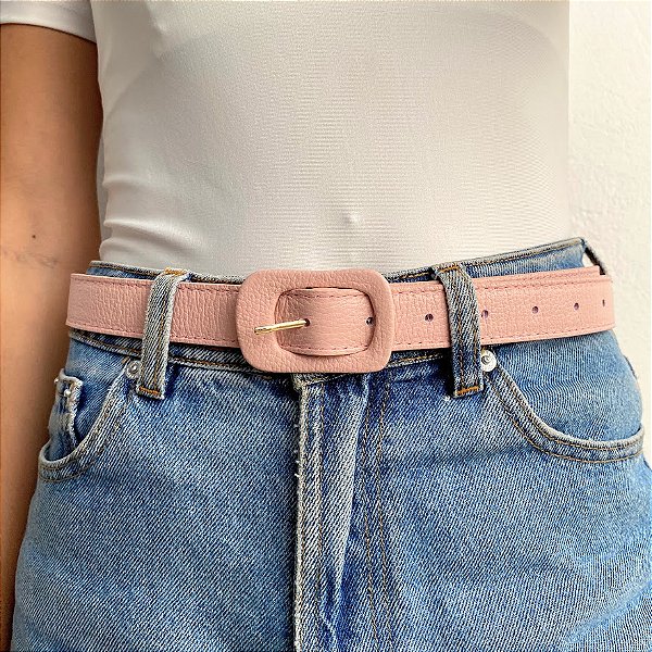 Cinto Rosa Bebê Couro PLUS SIZE