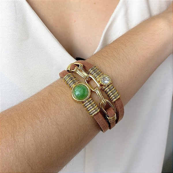 Pulseira Marrom Camurça com Fecho de Imã