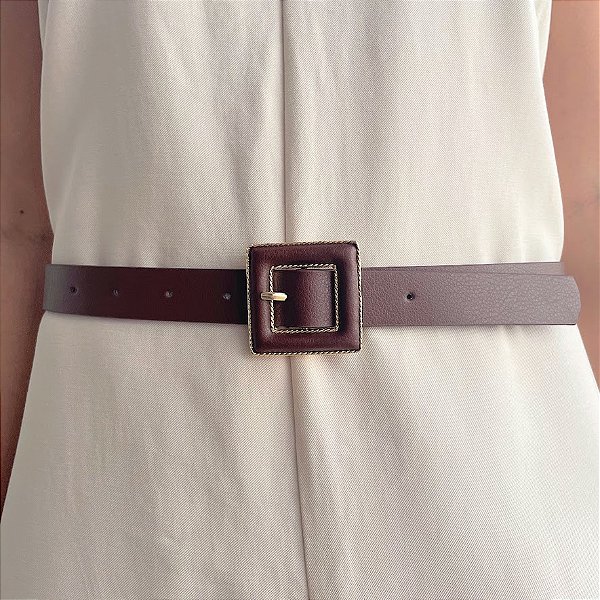 Cinto Marrom Escuro PLUS SIZE com Detalhes Gold