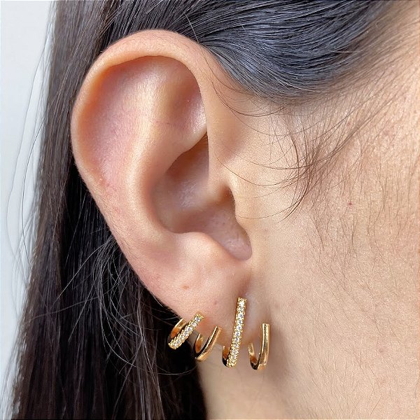 Brinco Banhado Elegante com Zircônia