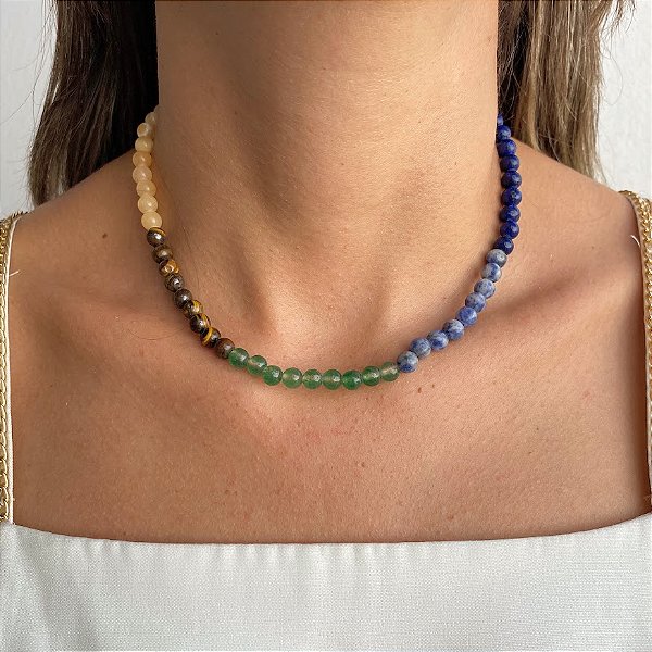 Colar Chakras em Pedras Naturais 6 mm