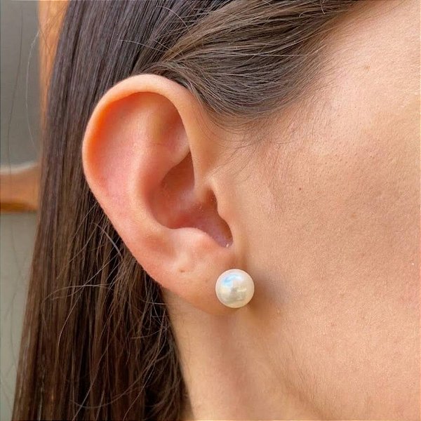 Brinco Pérola 10 mm em Aço Inox