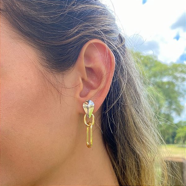 Brinco Duo Prata e Dourado