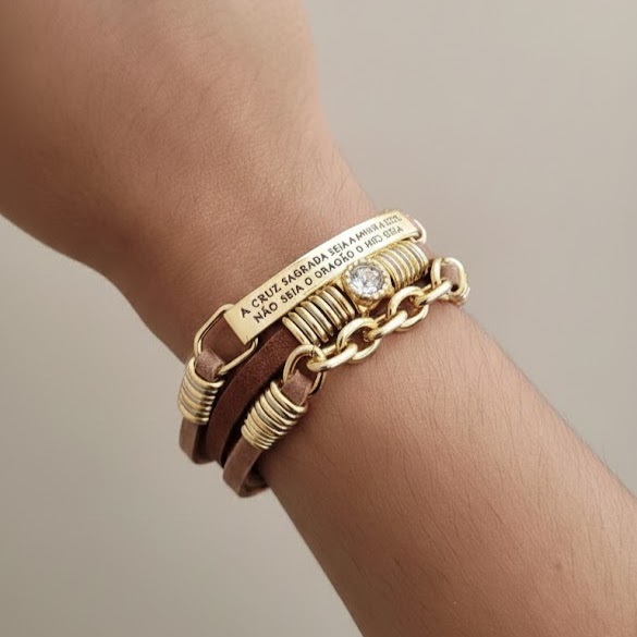 Pulseira Marrom Fecho Imã São Bento