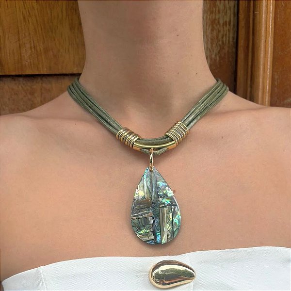 Maxi Colar Verde Abalone Gota