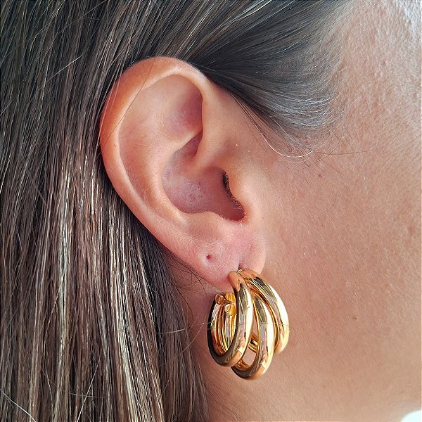 Argola Tripla Banhada G