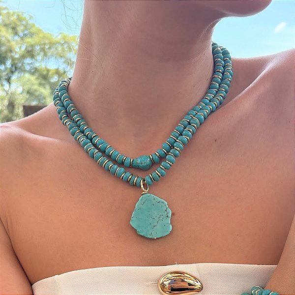 Maxi Colar Howlita Azul