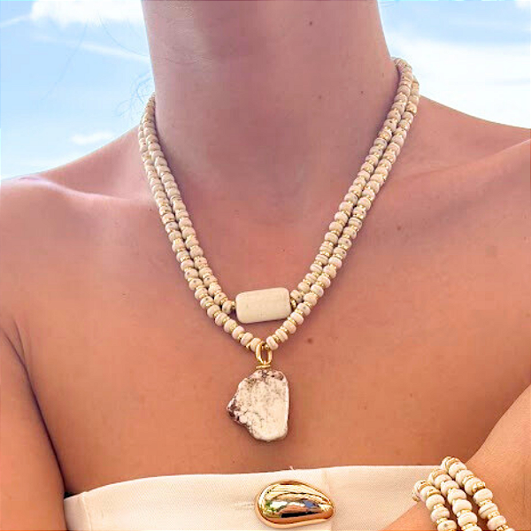 Maxi Colar Howlita Branca