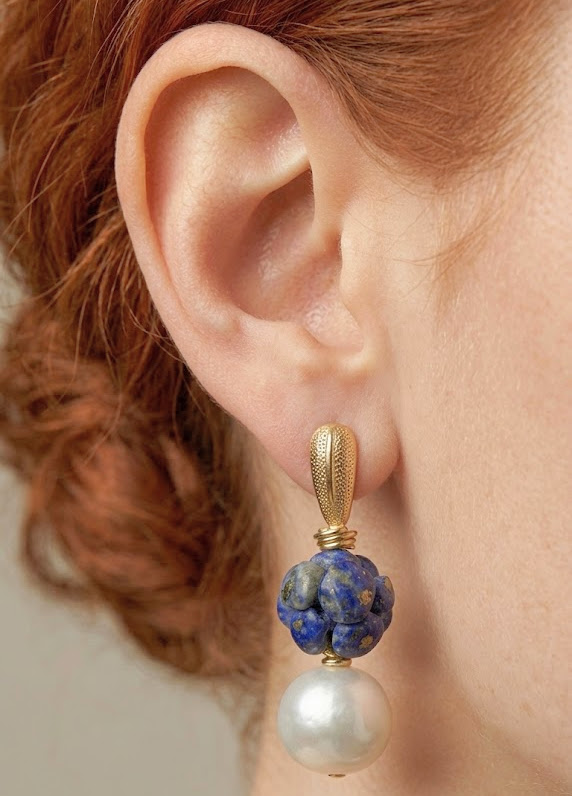 Brinco Grande Lapislázuli e Pérola