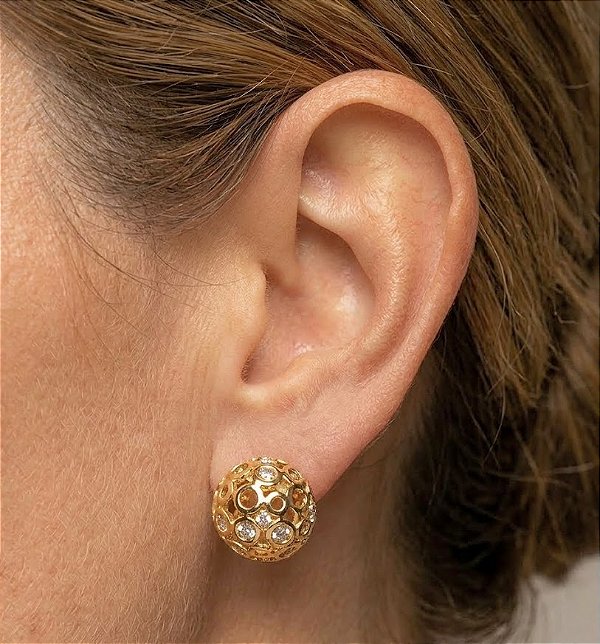 Brinco Esfera Banhada com Zircônia Dentro