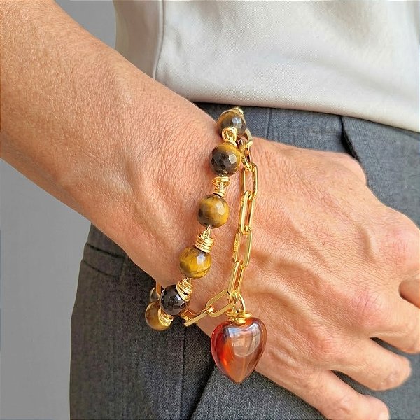 Pulseira Duas Voltas Olho de Tigre