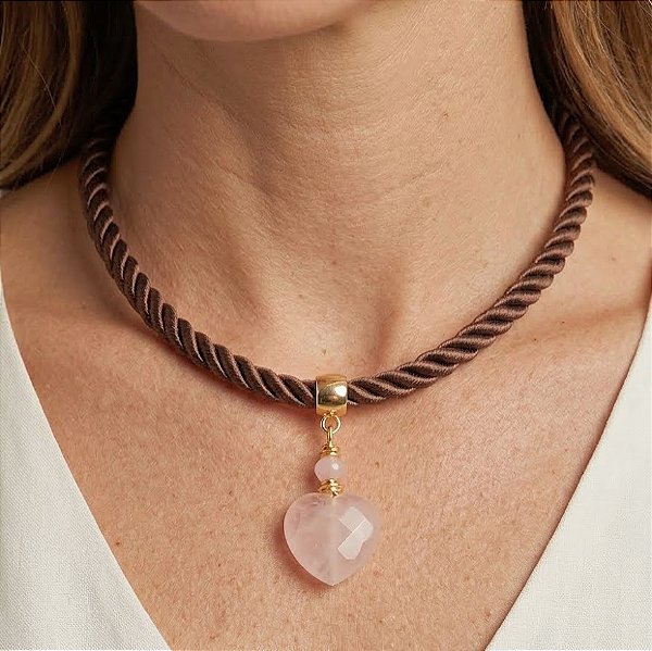 Colar Marrom São Francisco Quartzo Rosa