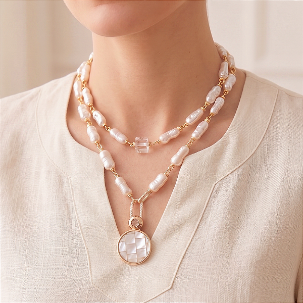 Colar Duas Voltas Pérola Boho