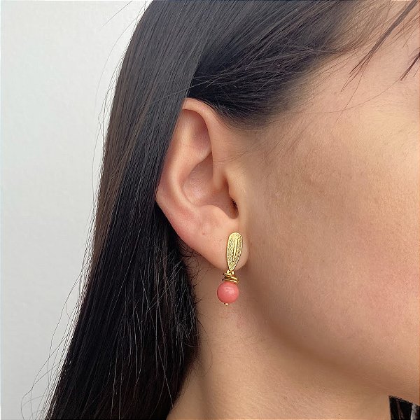 Brinco Pedra Natural Jade Goiaba