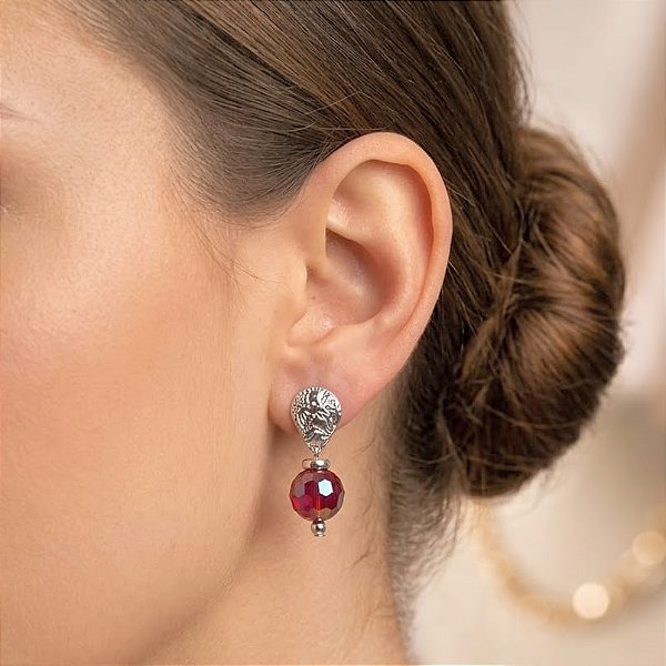 Brinco Prateado e Cristal Furta Cor