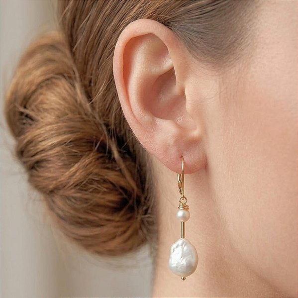 Brinco Gancho Pingente Pérola