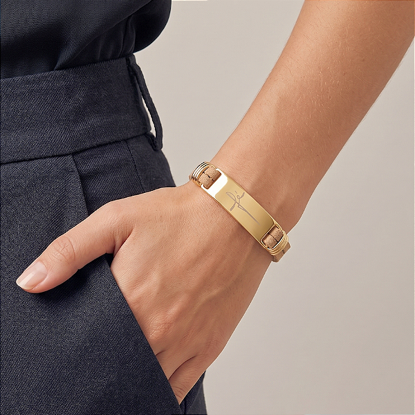 Pulseira Nude 'Fé' Fecho de Imã G