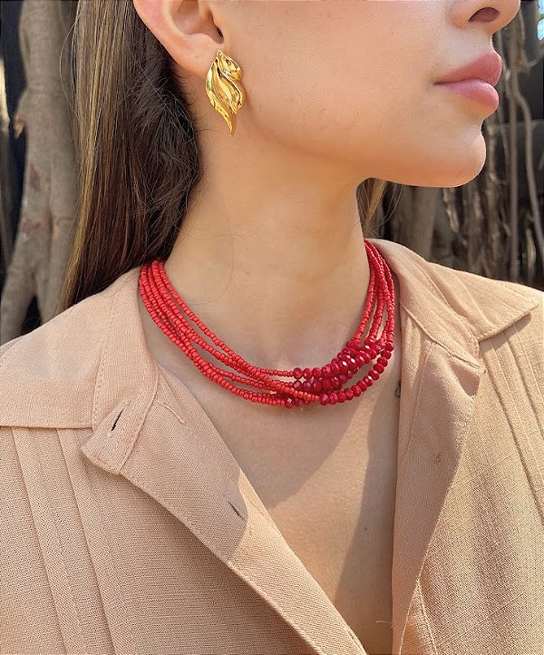 Maxi Colar Vermelho Miçangas
