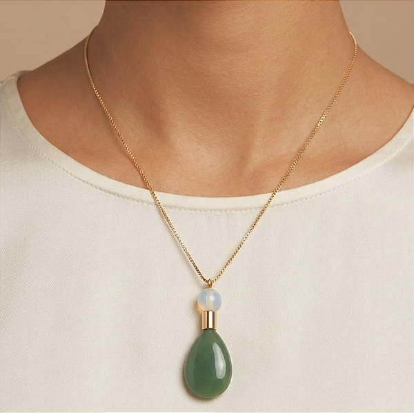 Colar Gota Jade Verde