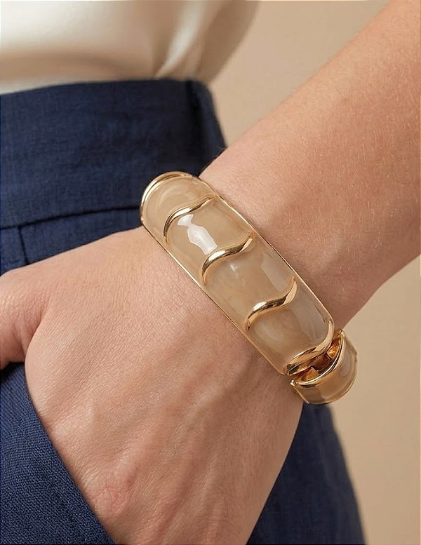 Bracelete Cromado Nude Resina