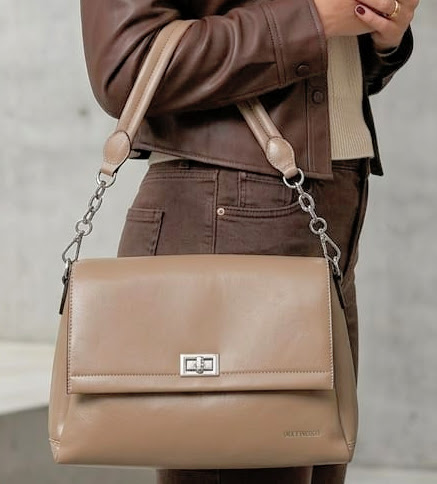 Bolsa Média Nude e Prata