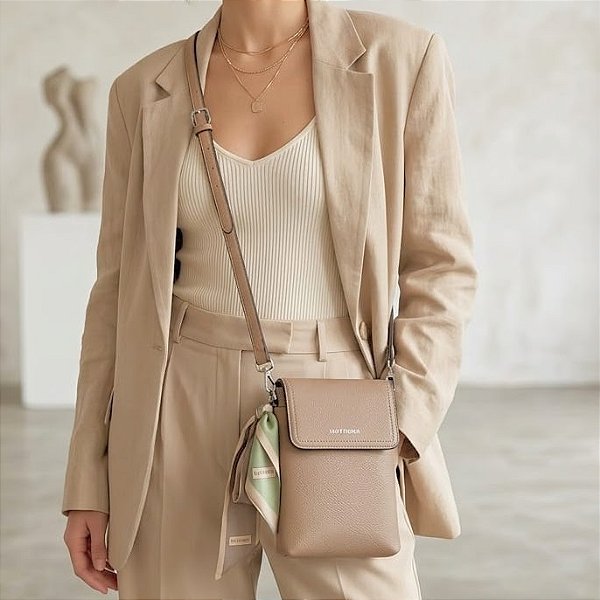 Bolsa Carteira Nude e Prata