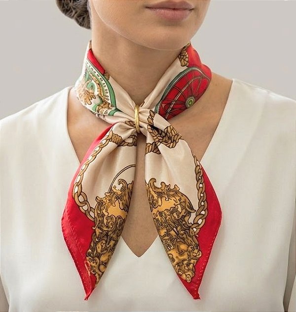 Colar Lenço P Vermelho com Passante Banhado