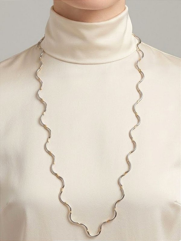Colar Longo Duo Prata e Dourado
