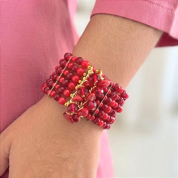 Maxi Pulseira Vermelha Cristais