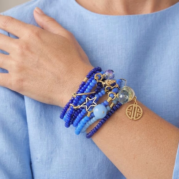 Maxi Pulseira Azul em Cristais