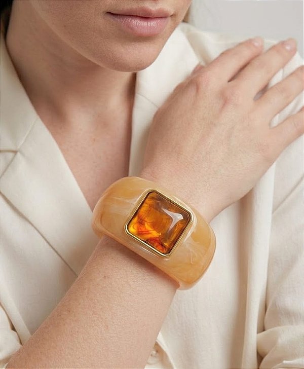 Bracelete Nude Resina Âmbar
