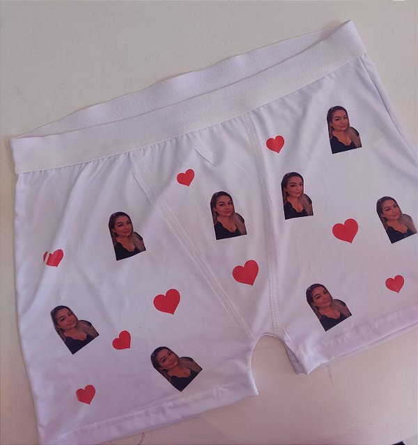 Cueca com fotos e corações - Código 0252