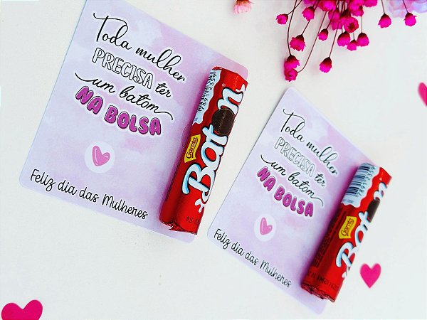 Card com batom de chocolate tag personalizada  - Código 0306