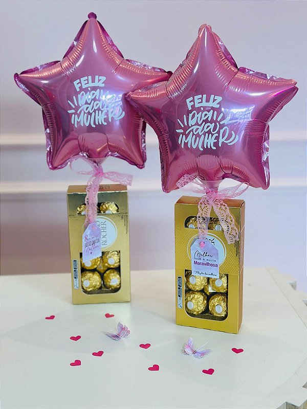 Caixa de ferreiro rocher balão metalizado e Card personalizada - Código 0313